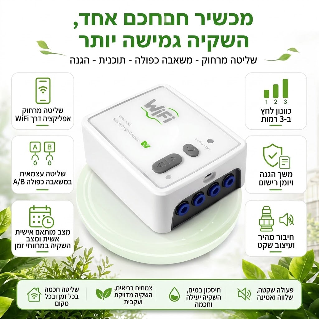 בקר השקיה חכם WiFi עם שליטה מרחוק